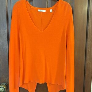 ALC sweater orange red  v neck sweater split back XS